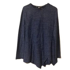 Axyeh, Long Sleeves, Round Neckline, Heather Blue Color Top, Size Medium